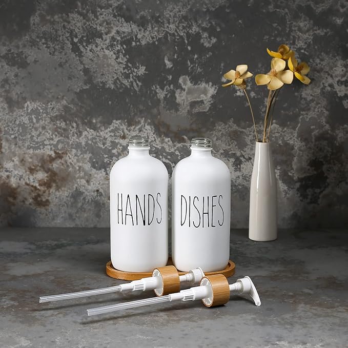 MOMEEMO White Soap Dispenser Set, Contains Hand and Dish Soap Dispenser - Image 4