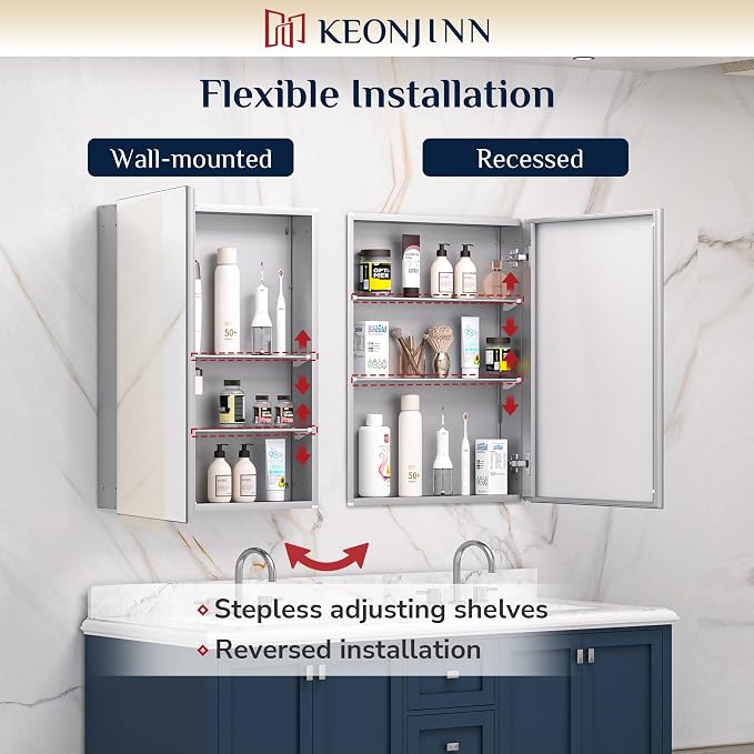 Keonjinn 60 x 32 Inch Medicine Cabinet, Assembly Required, Lightweight - Image 5