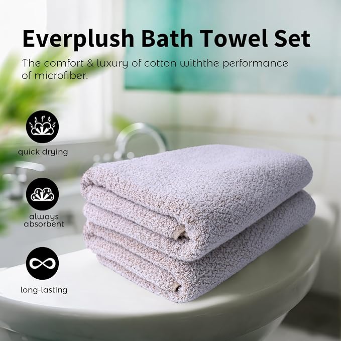 Everplush Diamond Collection Oversized Bath Towel – 2 Pieces, Super Soft & - Image 3