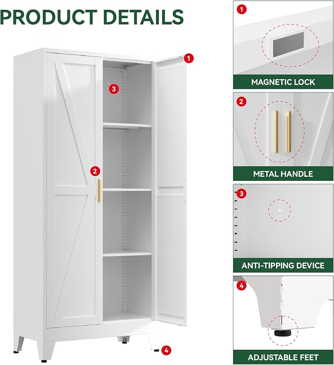 61" Tall Metal Kitchen Pantry Storage Cabinet - Image 6