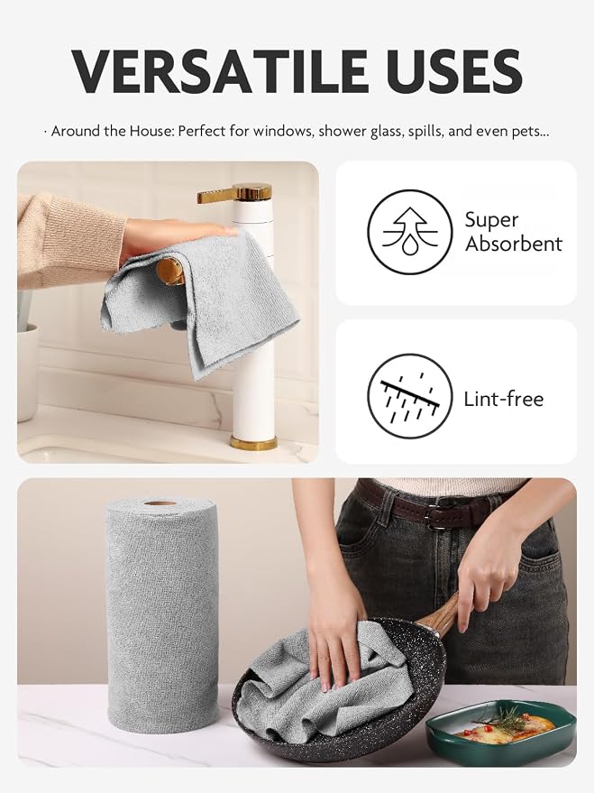 Fantasticlean Microfiber Cleaning Cloth Roll -60 Pack, Tear Away Microfiber - Image 5
