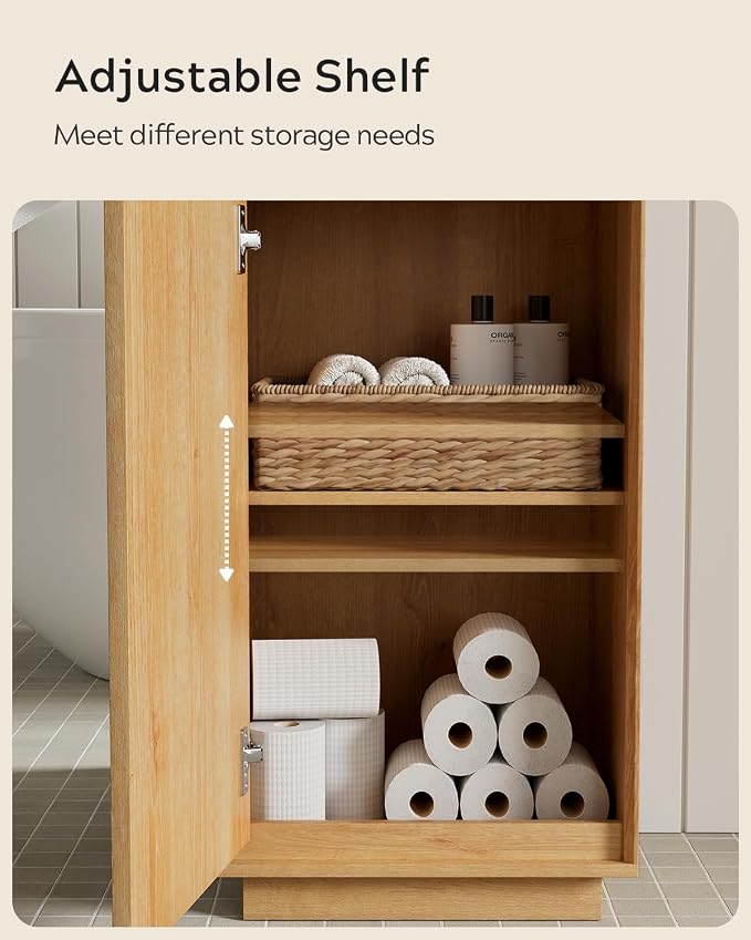 Tall Bathroom Storage Cabinet Set of 2, Mid Century Modern Freestanding Cabinets - Image 5