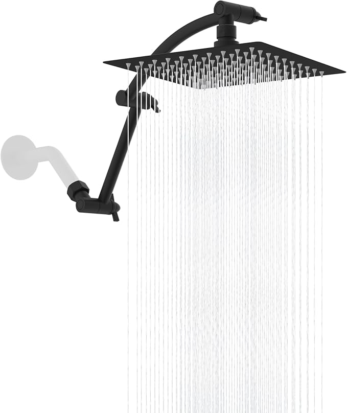 Hibbent All Metal Rain Shower Head, Solid Brass Adjustable Shower Arm Extender by Hibbent