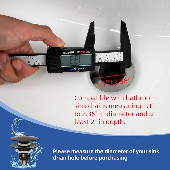Hibbent All Metal 2 in 1 Bathroom Sink Stopper, Universal Pop Up Drain Strainer - Image 7