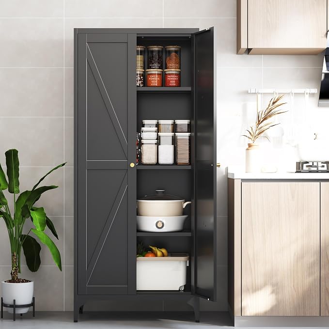 65"Tall Kitchen Pantry Storage Cabinet, 5 Tier Freestanding Kitchen Cupboard by Vaernevy