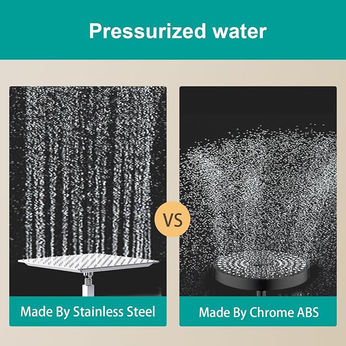 Square Rain Shower Head, High Flow Stainless Steel, Work - Image 6