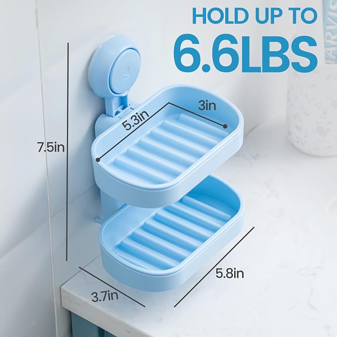 TAILI Double Layer Soap Dish Holder Suction Cup, Strong Sponge Holder - Image 4