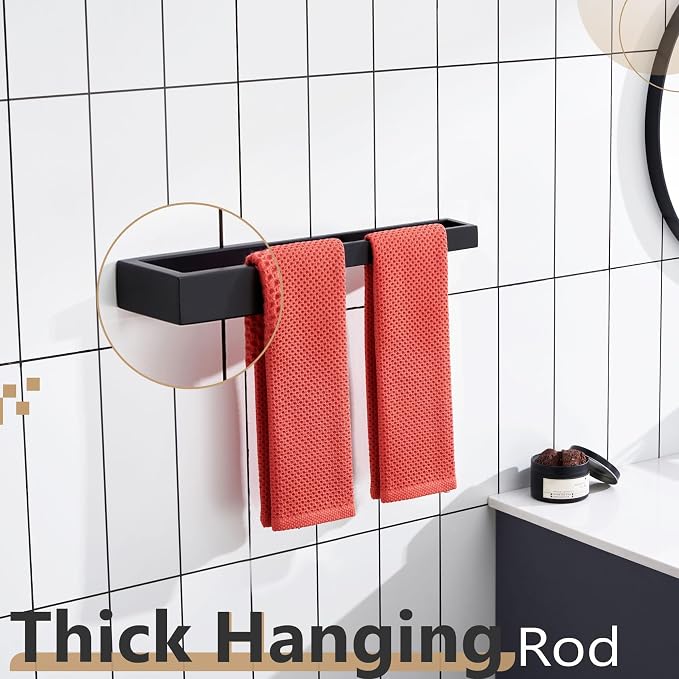 KOKOSIRI Towel Bar Matte Black Bath Towel Holder 16-Inch Kitchen Rack Stainless - Image 7