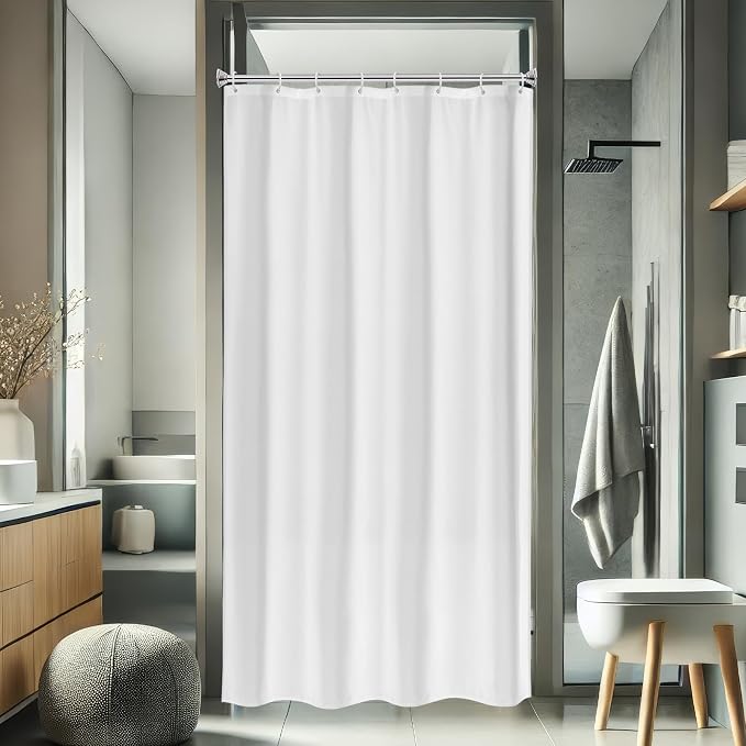 AooHome White Stall Size Bathroom Curtain by AooHome