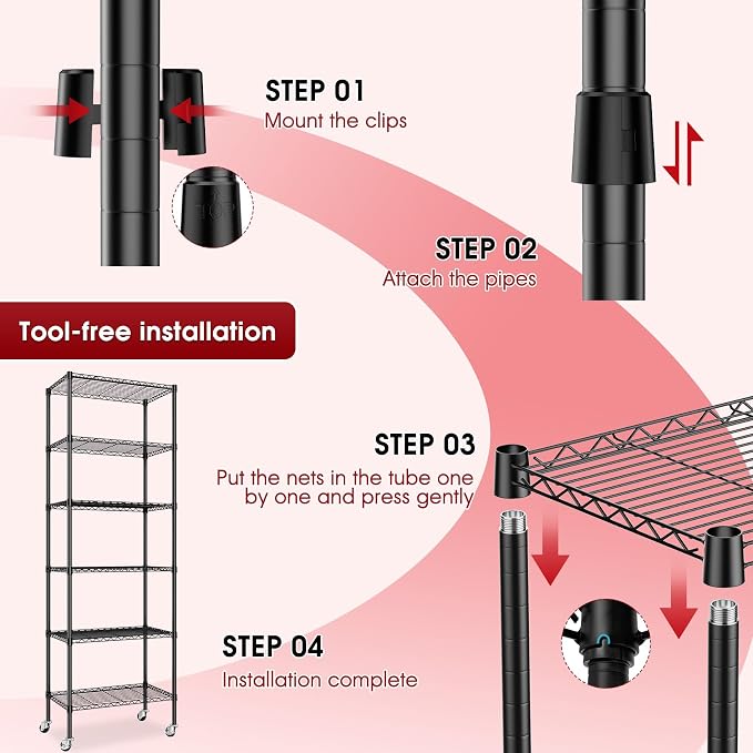 2 PACK 750 lbs Capacity Heavy Duty Garage Wire Rack Shelving, Adjustable - Image 5