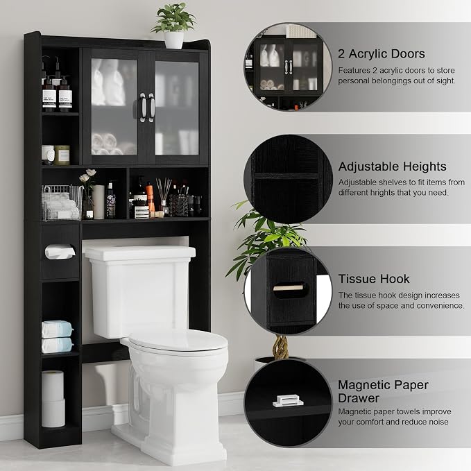 Vabches Over The Toilet Storage Cabinet, Farmhouse Storage Cabinet Over Toilet - Image 3