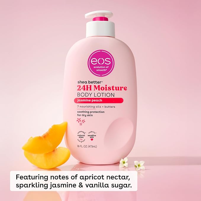 eos Shea Better Body Lotion Jasmine Peach, 24-Hour Moisture Skin Care, - Image 2