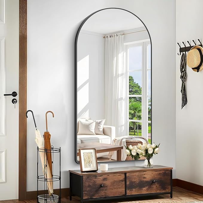 GLASHOM Arched Bathroom Mirror, Wall Mounted Mirror, Vanity Wall Mirror Metal - Image 3