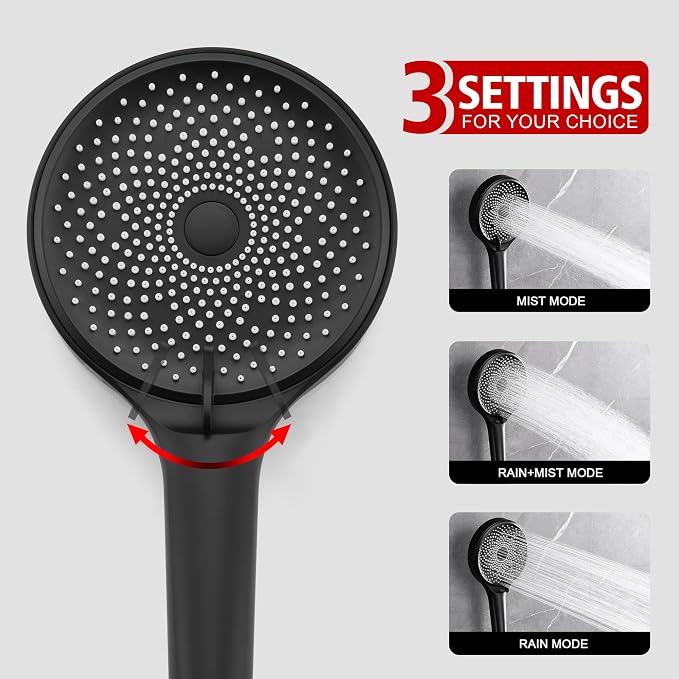 sumerain Matte Black Concealed Shower Faucet Set, Rain Shower System - Image 3