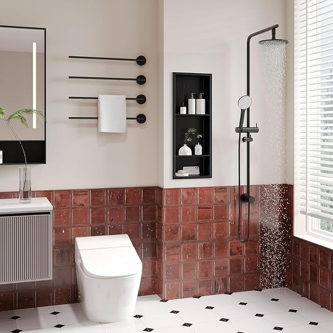 Neodrain 12X30 Inch Matte Black 3-Tier Stainless Steel Shower Niche, NO Tile - Image 8