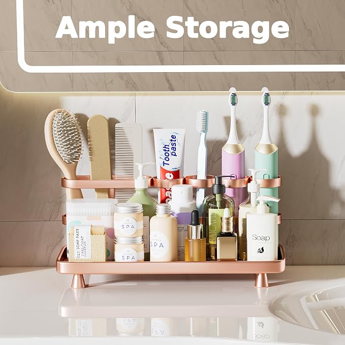 Electric Toothbrush Holder for Bathroom Countertop 5 Metal Slots Toothpaste - Image 3