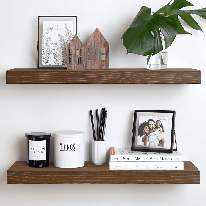 Homeforia Classic Walnut 24 inch Floating Shelf, High End Solid Real Wood Small by Homeforia