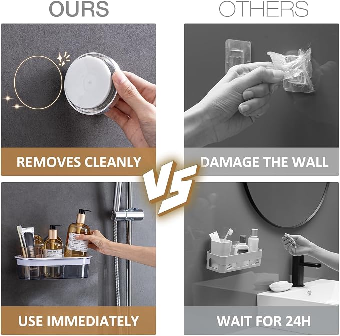 LEVERLOC Shower Caddy Suction Cup, Shower Organizer Removable Bathroom Shelf - Image 4
