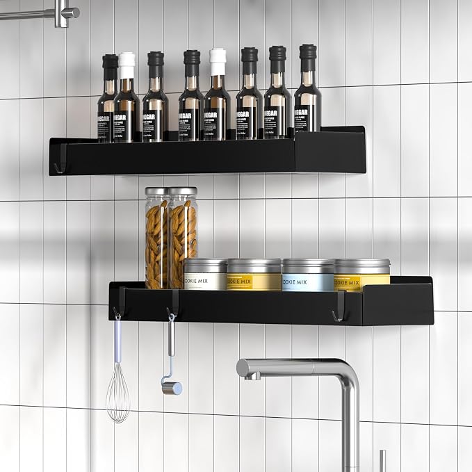 Shower Caddy Black, 40cm Adhesive Shower Shelve - Image 7