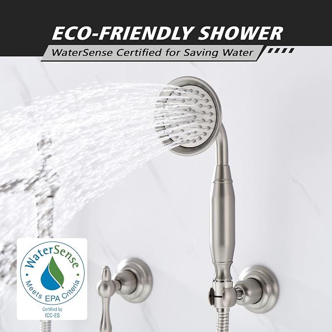 SUMERAIN Brushed Nickel Wall Mount Bathtub Faucet - Image 6