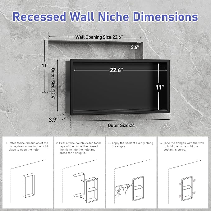 Shower Niche, Recessed Wall Niche Shelf - Image 2