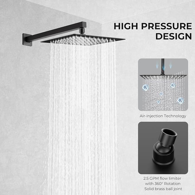 Rain Shower Head, 10 Inches Large Rainfall Shower Head, 304 Stainless Steel Made - Image 2