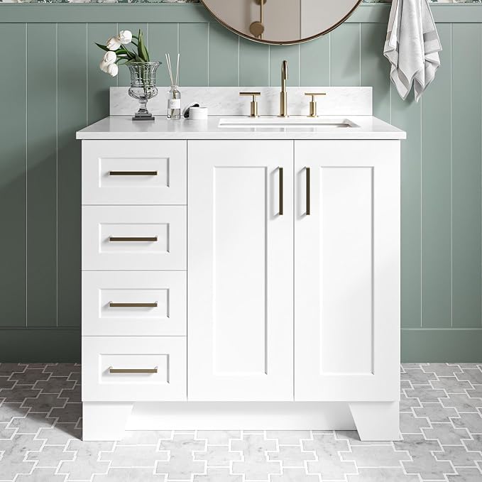 ARIEL Taylor 37 Inch White Bathroom Vanity - Image 6