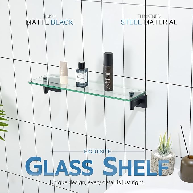 KOKOSIRI Bathroom Shelves Glass Floating Shelf 20-Inch - Image 3