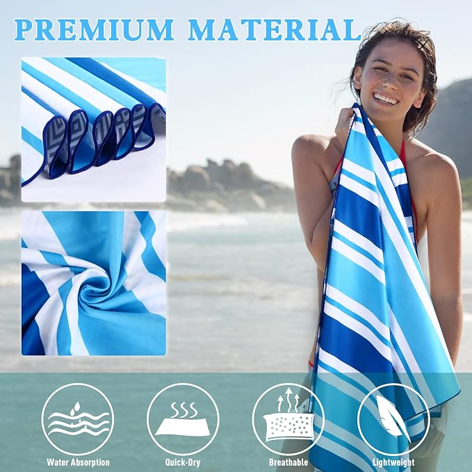 2 Pack Microfiber Beach Towel, Oversized Microfiber Pool Towel 75”x 35” - Image 4