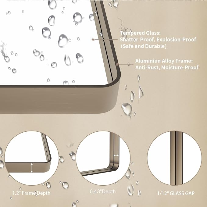LOAAO 60”X36” Bronze Bathroom Mirrors - Image 5
