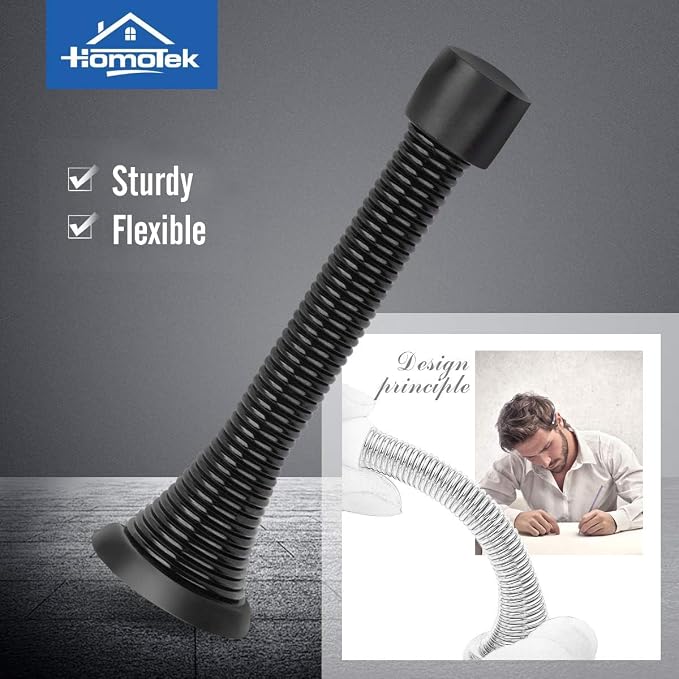 HOMOTEK 36 Pack Black Spring Door Stops, 3-1/8" Heavy Duty Door Stop - Image 2