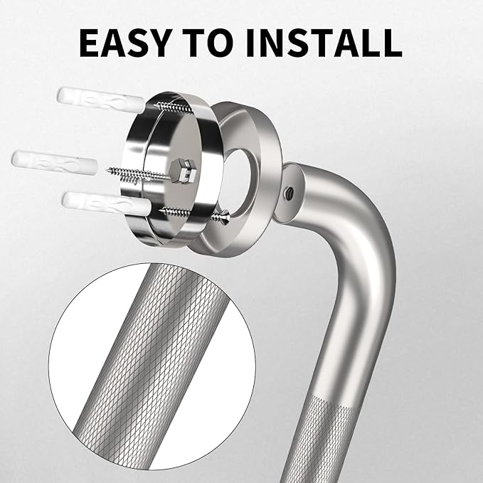 36 Inch Anti Slip Shower Grab Bar, Munzong Satin Brushed Nickel Bathroom Grab - Image 4