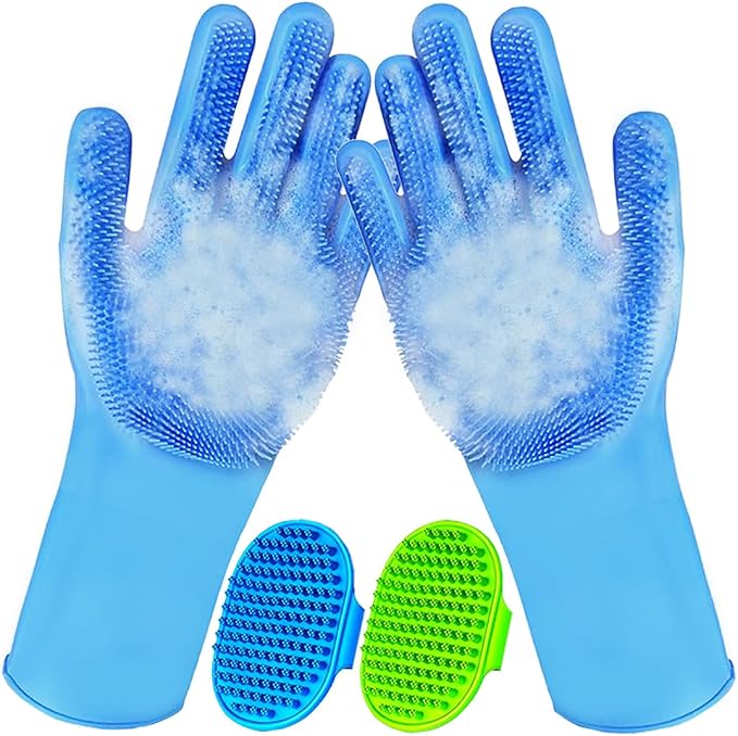 4PCS Dog Washing Glove and Dog Bath Brush, Dog Shampoo Brush Scrubber by Metopets