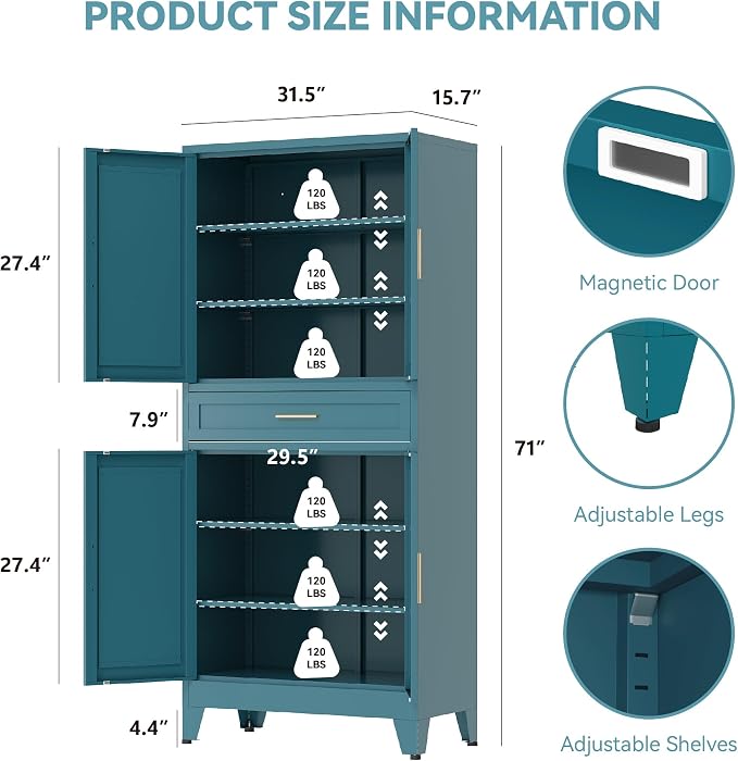 71" Tall Metal Storage Cabinet - Image 2
