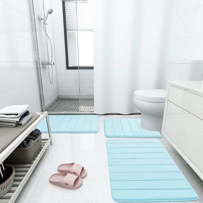 Buganda Memory Foam Bath Mat, Ultra Soft and Non-Slip Bathroom Rugs, Water - Image 6