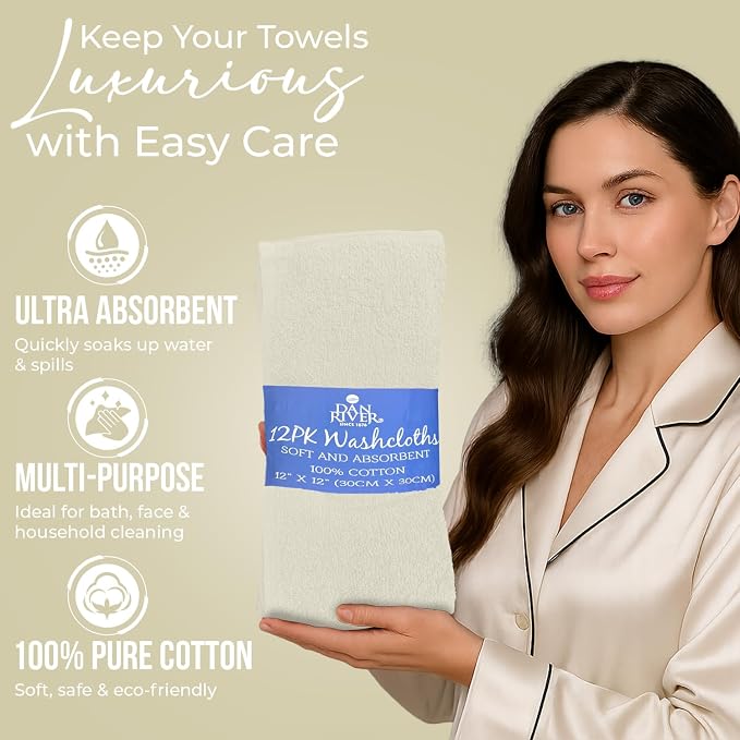 DAN RIVER 12 Pack Wash Cloths for Showering - Image 4