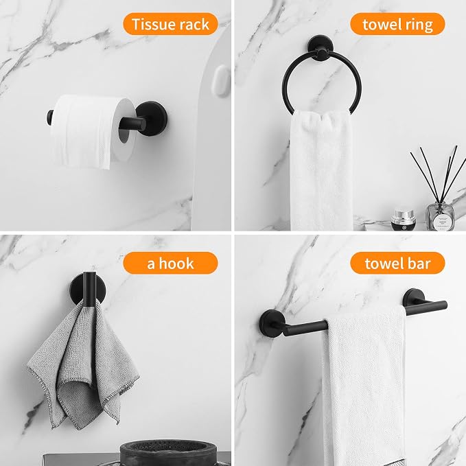 Bathroom Hardware Set Matte Black, 10 Pieces Bathroom Accessories Set Includes - Image 3