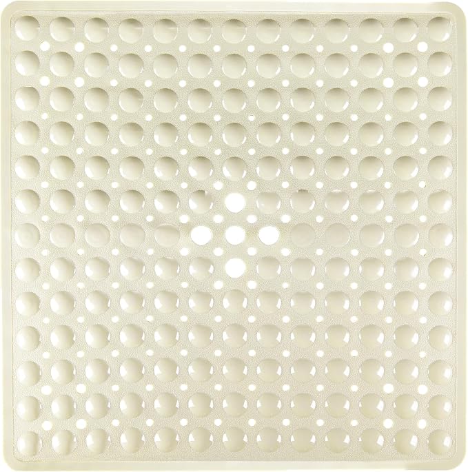 Beige Square Shower Bathtub Mat Non Slip 21x21 Inch, Soft Bath Mat by NaolotureHome