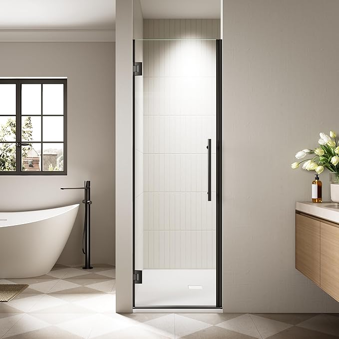 23.6-23.8" x 72" Frameless Hinged Shower Door, Single Swing Shower Panel by Unknown