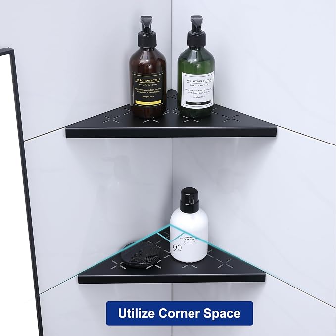 12" Corner Shower Shelf, Recessed Corner Shelf Organizer Rack, No Drilling - Image 7