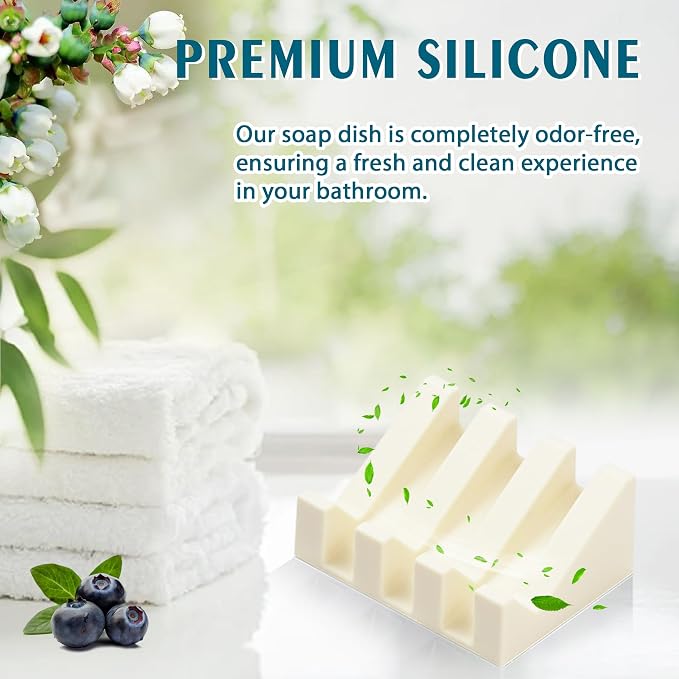 Silicone Soap Dish with Drain, Upgrade Double Suction Cups at The Bottom - Image 4