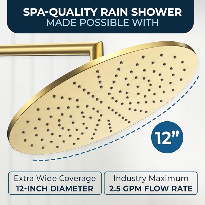 HammerHead Showers® Solid Metal 12 Inch Rainfall Shower Head, Large Rain Shower - Image 4