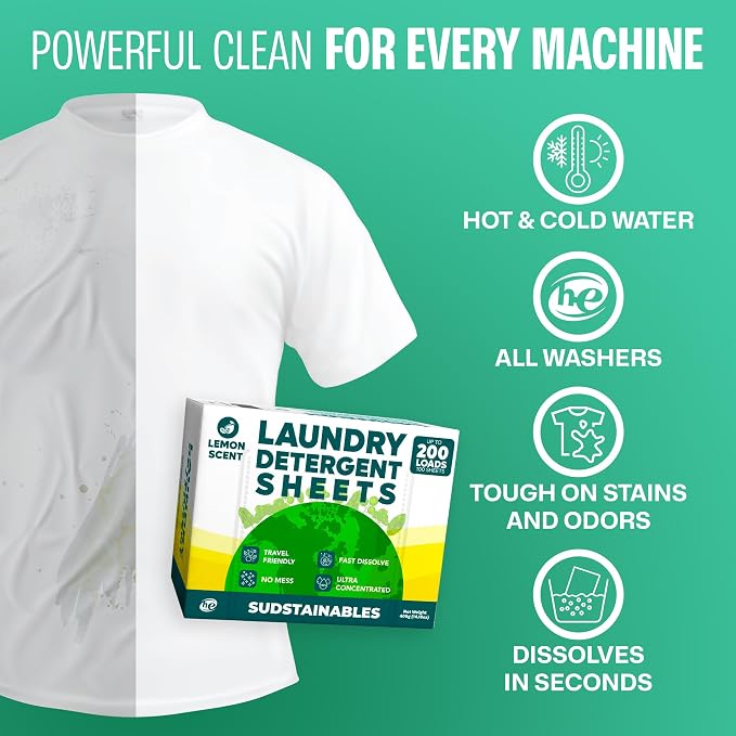 Sudstainables Laundry Detergent Sheets 200 Loads – Dissolvable Laundry Sheet - Image 5