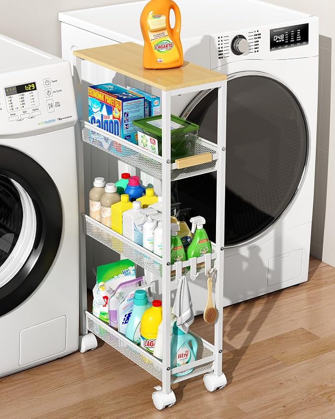 TIPGO Utility Slim Storage Cart, 4 Tier Rolling Cart by TIPGO