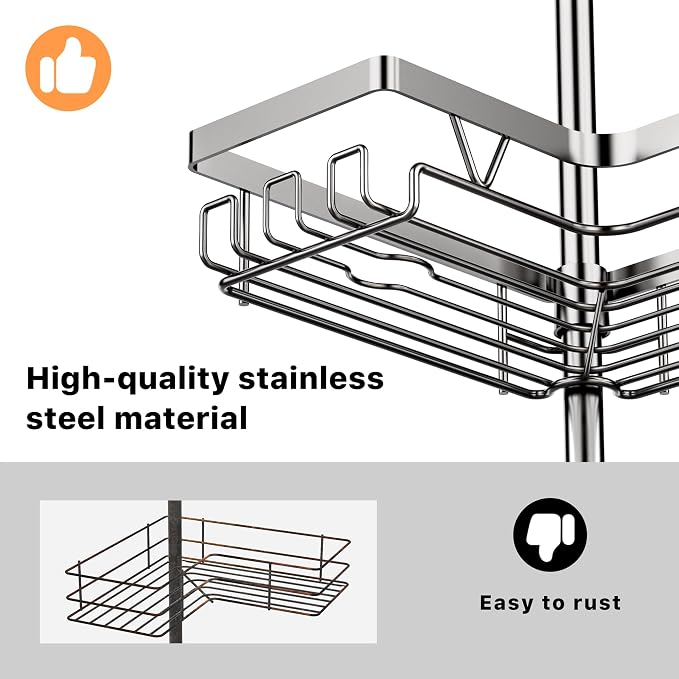 KEGII Corner Shower Caddy Tension Pole - Image 6