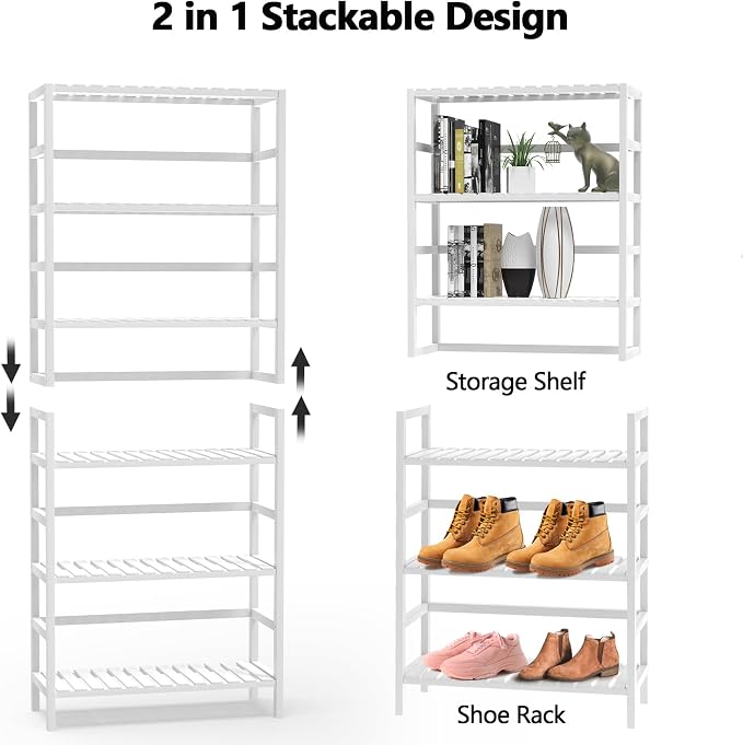 VASMIA 6-Tier Bamboo Shelf, Bamboo Storage Shelving Unit, Tall Bookcase - Image 6