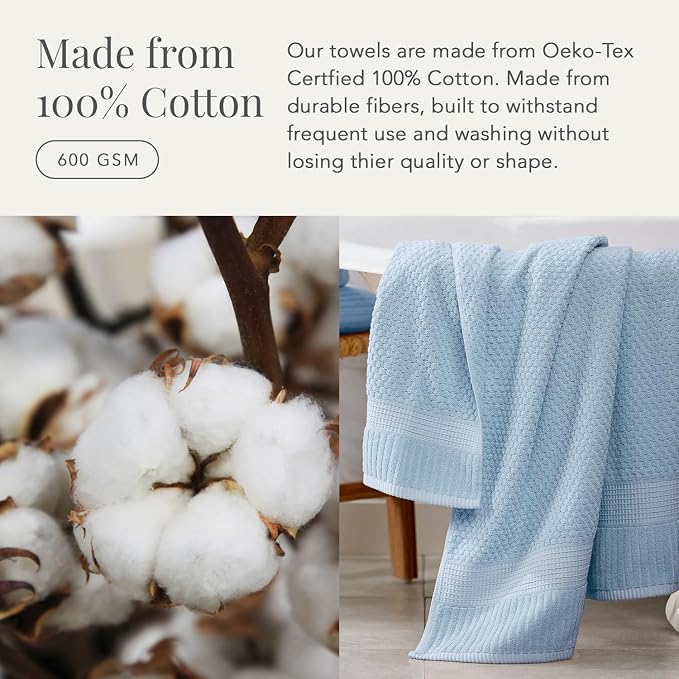 NY Loft 100% Cotton Bath Towel 4 Pack | Super Soft & Absorbent Quick-Dry Bath - Image 4