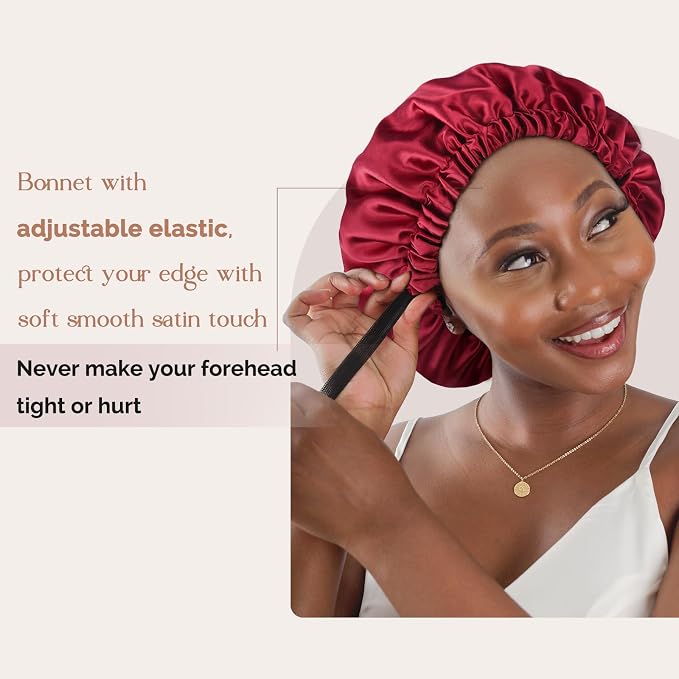 YANIBEST Adjustable Satin Bonnet Double Layer Hair Bonnet - Image 3