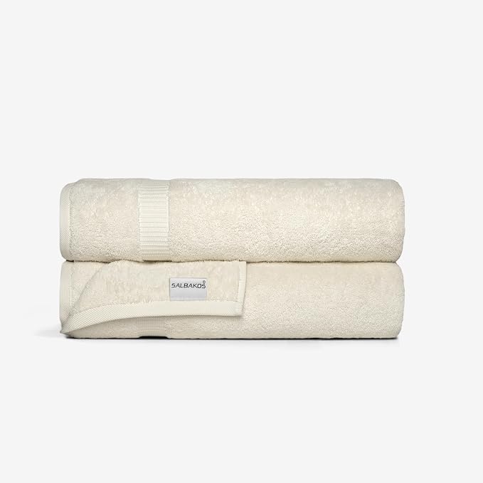 SALBAKOS 100% Turkish Cotton Extra Large Bath Sheet Set of 2 35x70 inch | by SALBAKOS