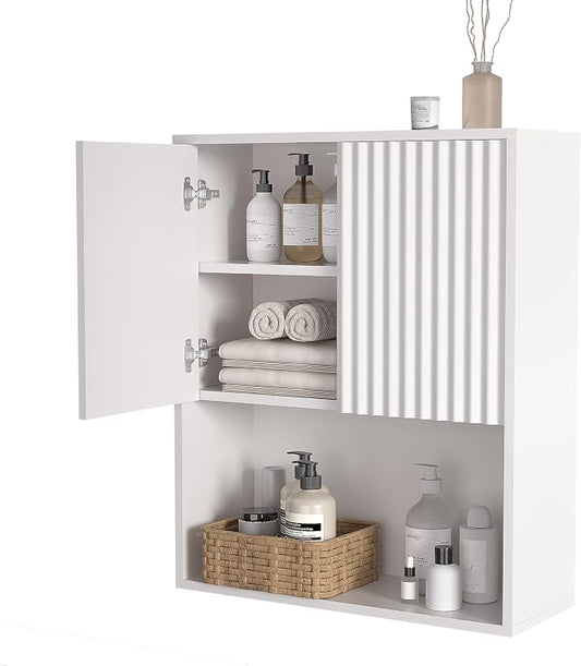 Fluted Bathroom Wall Cabinet Over The Toilet Storage, Wall Mounted Cabinet by NewBeth